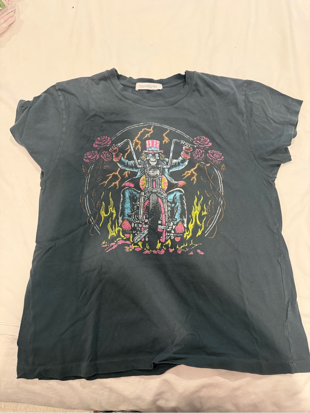 Daydreamer Graphic Tee with Motorcycle Print